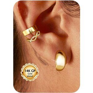 Twisted 14K Gold Plated Non Pierced Adjustable Fake Ear Cuff Earrings for Women